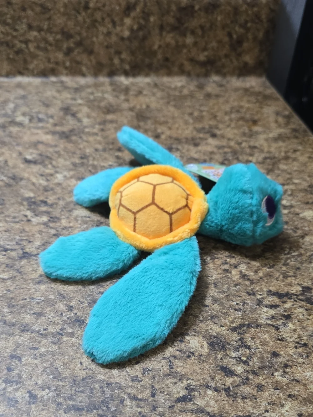 Bark Teal and Orange  Stevie Sea Turtle Plush Dog Toy NWT XS-S 0-20 Pounds